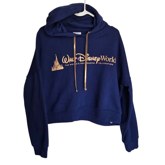 walt disney world Tops - Walt Disney World 50th Anniversary Cropped Pullover Blue/Rose Women's Hoodie M